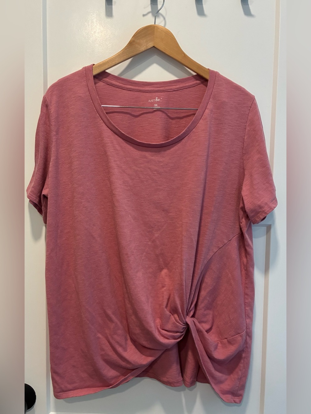 Just Be Pink Twist-Front Short Sleeve Top women 3X